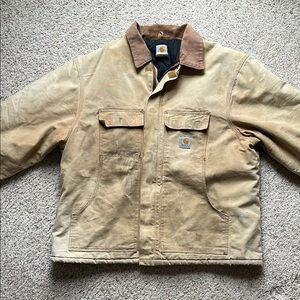 VTG Carhartt Detroit Lined Men's Chore Jacket Size XXL Corduroy Collar Destroyed